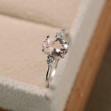 1.3ct Engagement Ring Oval Cut Morganite Minimalist Trilogy 14k WhiteGold Finish