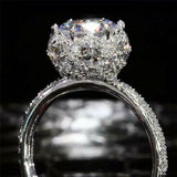 5Ct Round Cut Diamond Iced Queens Cocktail Engagement Ring 14K White Gold Finish