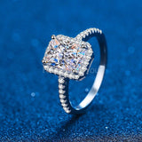 2.1ct Radiant Cut Simulated Diamond Halo Engagement Ring 14k White Gold Plated