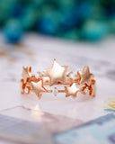 0.1ct Round Cut Moissanite Multi Star Women Wedding Band 14k Rose Gold Plated
