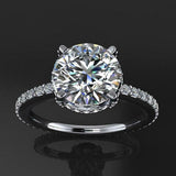 Hidden Halo Solitaire Engagement Ring 2ct Round Cut Diamond 14k WhiteGold Finish