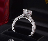 2Ct Round Cut Diamond Milgrain Vintage Engagement Ring 14K White Gold Finish