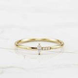 Petite Minimalist Engagement Ring 0.3ct Marquise Cut Diamond 14k YellowGold Over