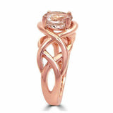 1.5ct Round Cut Peach Morganite Infinity Band Solitaire Ring 14K Rose Gold Over