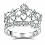 2Ct Round Cut DVVS1 Diamond Crown Princess Engagement Ring 14K White Gold Finish