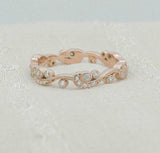 1ct Round Cut Diamond Wedding Band Filigree Milgrain Dainty 14k Rose Gold Finish