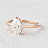 0.3ct Pear Cut Simulated Diamond Solitaire Engagement Ring 14k Rose Gold Plated