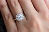 Halo Solitaire Engagement Ring 1.8ct Round Cut Diamond 14k White Gold Finish