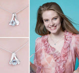 1ct Blue Topaz Pendant Round Cut Split Design 14k White Gold Finish NO CHAIN