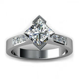 1ct Princess Cut Diamond Accent Channel Set Engagement Ring 14k White Gold Over