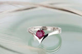 0.5ct Round Cut Pink Ruby Engagement Ring Solitaire Curved 14k White Gold Finish