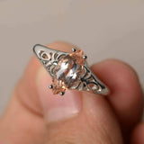 1ct Marquise Cut Peach Morganite Filigree Engagement Ring 14k WhiteGold Finish