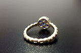 1.6ct Engagement Ring Round Blue Sapphire Cluster Ball Shank 14k White Gold Over