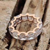 2.5ct Asscher Simulated Diamond Cocktail Eternity Wed Band 14k YellowGold Plated