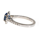 2ct Oval Cut Blue Sapphire Engagement Ring Halo Round Accents 14k WhiteGold Over