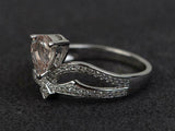 2.5ct Engagement Ring Pear Cut Morganite Split Shank Crown 14k White Gold Finish