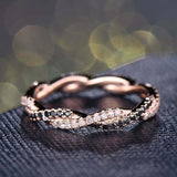 1.5ct Round Cut Black & White Diamond Infinity Eternity Band 14k RoseGold Finish