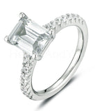 2.2ct Emerald Simulated Diamond Solitaire with Accents Ring 14k WhiteGold Plated