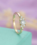 1.5ct Round Cut VVS1D Diamond Engagement Ring Cluster Women 14k Yellow Gold Over
