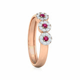 1ct Engagement Ring Round Cut Pink Ruby Floral Cluster 14k Rose Gold Finish