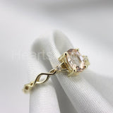 1ct Oval Cut Simulated Morganite Trilogy Engagement Ring 14k Yellow Gold Plated