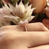 1ct Oval Cut Diamond Halo Vintage Solitaire Engagement Ring 14k Rose Gold Finish