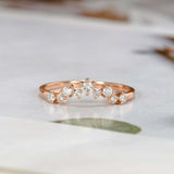 1.2ct Round Cut Diamond Wedding Band Curved Half Eternity 14k Rose Gold Finish