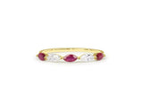 0.75ct Marquise Cut Pink Ruby Five Stone Engagement Ring 14k Yellow Gold Finish