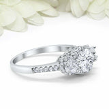2.2ct Round Cut VVS1D Diamond Engagement Ring Halo Trilogy 14k White Gold Finish