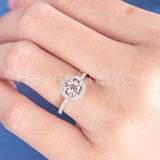 2ct Round Cut Simulated Peach Morganite Halo Engagement Ring 14k RoseGold Plated