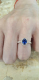 2.25ct Engagement Ring Oval Cut Blue Sapphire Diamond Halo 14k Rose Gold Finish