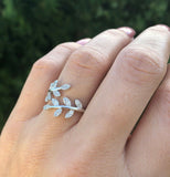 1Ct Round Cut Diamond Olive Branch Promise Engagement Ring 14K White Gold Finish