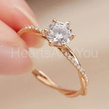 0.5ct Round Cut Moissanite Twisted Women Engagement Ring 14k Yellow Gold Plated