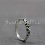 0.5ct Round Cut Simulated Emerald Dainty Wedding Band 14k Yellow Gold Plated