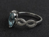 2.1ct Engagement Ring Marquise Cut Blue Aquamarine Infinity 14k WhiteGold Finish