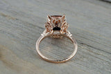1.5ct Cushion Cut Peach Morganite Filigree Engagement Ring 18k Rose Gold Finish
