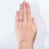 2.25ct Round Cut Moissanite Three Stone Engagement Ring 14k White Gold Plated