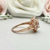 2.2ct Engagement Ring Round Cut Diamond Ballerina Sunburst 14k Rose Gold Finish