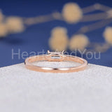 0.2ct Baguette Cut Simulated Blue Aquamarine Minimal Ring 14k Rose Gold Plated