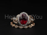 2.2ct Oval Cut Simulated Pink Ruby Halo Ring Infinity Band 14k White Gold Plated