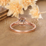 0.6ct Round Cut Simulated Peach Morganite Solitaire Ring 14k Rose Gold Plated