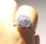 2.6ct Round Cut Diamond Engagement Ring 14k White Gold Finish Halo Solitaire