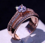 3ct Round Cut Diamond Engagement Ring 14k Rose Gold Finish Bridal Set Promise