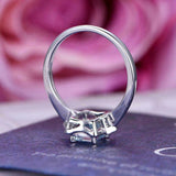 1.3ct Emerald Cut Blue Aquamarine Engagement Ring Trilogy 14k White Gold Finish