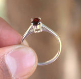 0.7ct Engagement Ring Oval Cut Red Garnet Solitaire Women 14k White Gold Finish