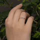 0.2ct Engagement Ring Round Cut Blue Aquamarine Minimalist 14k Yellow Gold Over