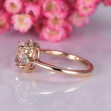 1.6ct Round Cut Peach Morganite Engagement Ring Diamond Accent 14k RoseGold Over