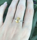 1.2ct Oval Cut Yellow Sapphire Engagement Ring Solitaire 14k White Gold Finish