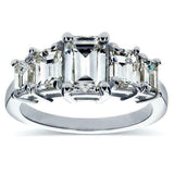 3Ct Emerald Cut Diamond Elegant Five Stone Engagement Ring 14K White Gold Finish