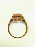 5.5ct Emerald Cut Morganite Exquisite Halo Engagement Ring 14K Rose Gold Finish